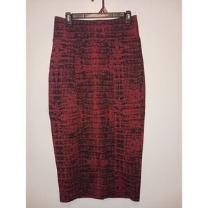Melissa Mc Carthy Red & Black Print Mid Length Compression Pencil Skirt Medium